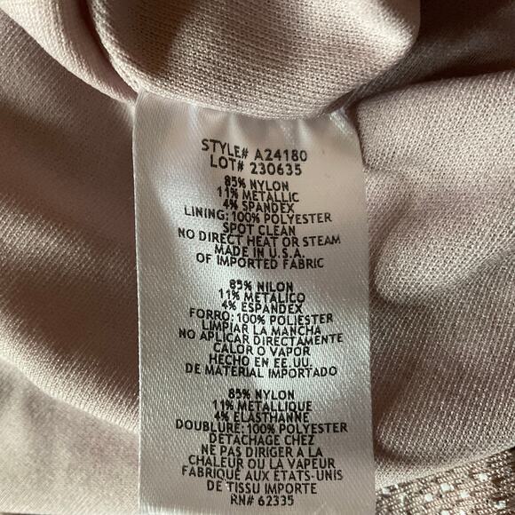 Betsy & Adam Metallic Knit Evening Gown Taupe Purple Size 6 Thigh Slit Formal - Picture 10 of 12